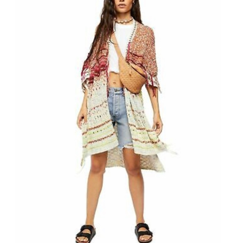 Free People Rainbow Skies The Limit Desert Dream Combo Boho Cardigan